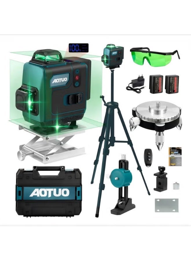 AOTUO 16 Line Laser Level 4x360° Self-Leveling Green Laser Level with Tripod, 4D Green Crosshairs for Construction and Picture Hanging, Laser Measuring Tool with 2 Rechargeable Batteries and Tool Bag - Image 1